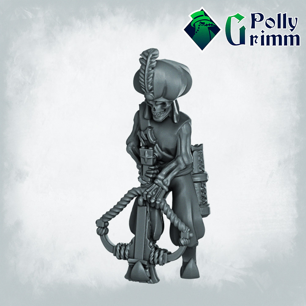 Fantasy and historic miniatures for tabletop games. Arabian Nightmare. Skeleton army. Soldier with crossbow
